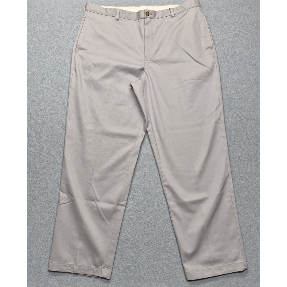 L.L. Bean Pants Mens 40x32 Beige Natural Fit Flat Front Chinos 100% Cotton